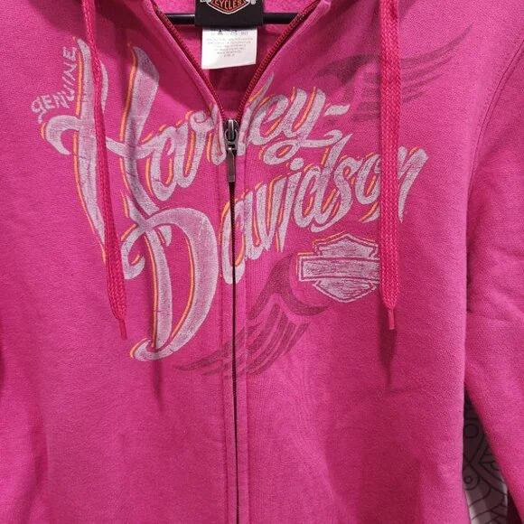 Ladies Harley Davidson Dark Pink Hoodie, Size S - Picture 2 of 8